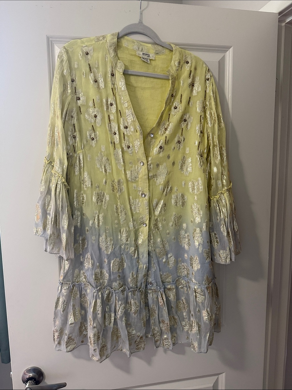 Rare Flounce Tunic Dress with Gold Foil Detail